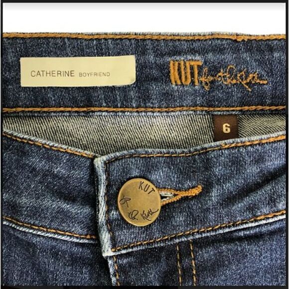 Kut from the Kloth Sz 6 Women's Blue Distressed Catherine Boyfriend Jeans - Picture 8 of 9
